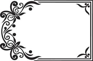 A black and white square frame with swirls vector