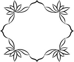 A black and white drawing of a flower frame vector