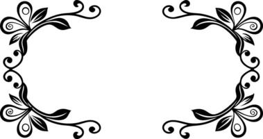 A black and white floral frame with swirls vector