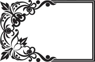 A black and white floral frame with a white border vector