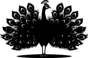 unique black and white silhouette of a peacock vector