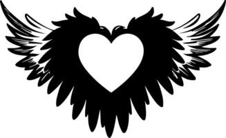 heart with wings tattoo silhouette design vector