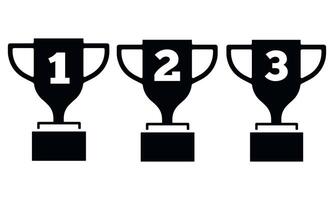 Numbered Trophy Icons Set for Competitions and Awards vector