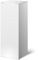 Closed vertical white cardboard box packaging mockup casting shadow on white background vector