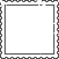 Close up of a blank, rectangular postage stamp featuring a simple border and serrated edge, providing a clean white space for customization vector
