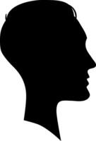 Black silhouette profile of a person, representing concepts such as anonymity, identity, and individuality vector