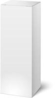 Realistic closed white cardboard box packaging standing on white background casting a shadow vector