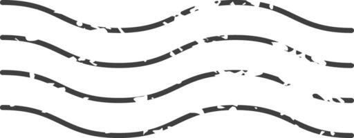 Four wavy grunge lines form a vintage postmark, adding retro charm to designs. Versatile black, white, and gray colors suit various backgrounds vector
