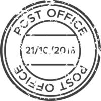 Black and white round post office stamp with date and empty space for location, isolated on white background vector