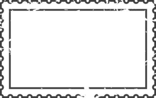 Empty rectangular postage stamp frame with grunge edges and circle perforations, providing space for custom design or text vector