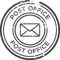 Post office rubber stamp with concentric circles and a mail envelope icon, isolated on white background vector