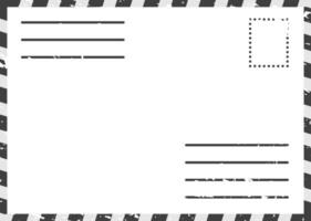 Back of a blank postcard with space for address and stamp, featuring black and white striped border vector