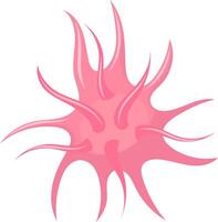 Microscopic view of a pink virus cell moving and spreading its tentacles, potentially representing a health threat or disease vector