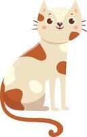 Adorable cartoon cat with brown spots sitting peacefully with a cheerful expression, showcasing a simple and charming design vector