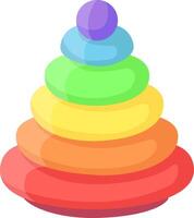Stacking rings toy with vibrant rainbow colors, designed to stimulate sensory exploration and enhance fine motor skills in young children, fostering cognitive development through playful learning vector