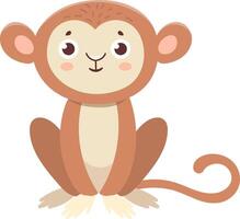 Adorable cartoon monkey sitting with a cheerful expression, showcasing its playful nature in a vibrant illustration perfect for children's books or any project needing a touch of primate charm vector