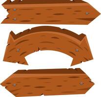 Three wooden arrows pointing different directions, with nails and a rough, textured surface, creating a rustic and weathered appearance vector