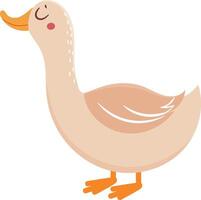 Adorable cartoon goose with closed eyes, smiling and looking up, showcasing a cheerful and friendly demeanor, perfect for children's illustrations or nature themed projects vector