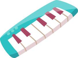 Turquoise melodica keyboard with pink keys represents musical potential, creativity, and learning, inspiring musicians of all levels vector