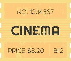 Retro cinema ticket displaying price, seat number, and serial number, evoking nostalgic feelings of classic movie experiences vector