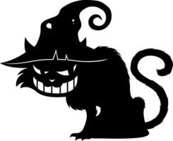Black Cat Silhouettes. Hand Drawn Isolated On Transparent Background vector