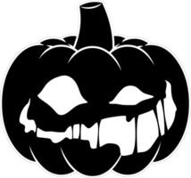Scary Halloween Pumpkin Black Silhouette. Hand Drawn Illustration vector
