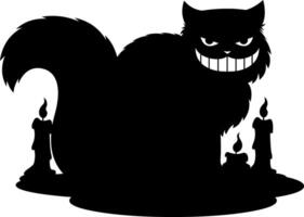 Black Cat Silhouettes. Hand Drawn Isolated On Transparent Background vector