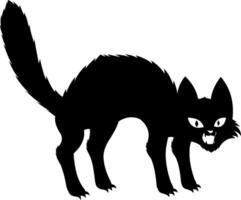 Black Cat Silhouettes. Hand Drawn Isolated On Transparent Background vector
