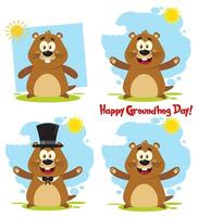Marmot Cartoon Mascot Character. Greeting Cards Set vector