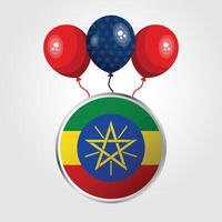 Celebration Ethiopia National Flag With Balloons vector