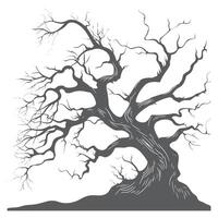 A black and white illustration of a tree with no leaves vector
