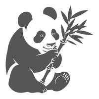 A panda bear holding a bamboo branch on a white background vector