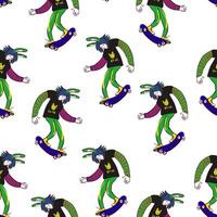 seamless pattern with guy on skateboard vector
