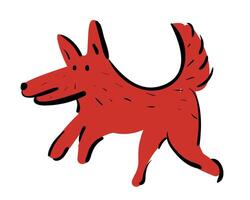 cute red dog walking in doodle style vector