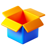 an open box with a blue and orange lid png