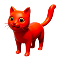3d red cat on a transparent background png