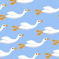 seamless pattern with flying goose in blue sky vector