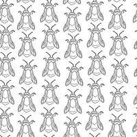 seamless pattern with bumblebee in doodle style vector