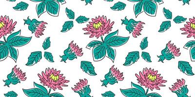 seamless pattern with flower dahlia on white vector