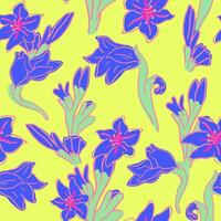 seamless pattern with blue gladiolus vector
