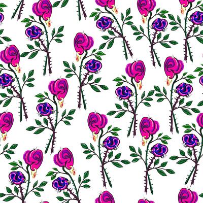 seamless pattern with roses in human ear shape