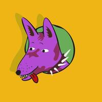 violet dog in cartoon style vector