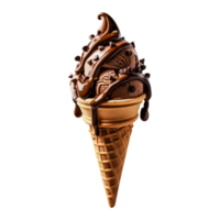 An ice cream cone with chocolate sauce png