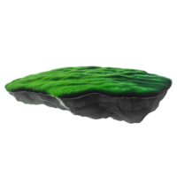 Round soil ground empty floating island with green grass field png