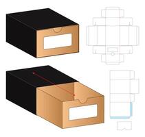 A slide shelf box packaging template with mockup vector