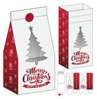 Merry Christmas and happy new year paper box packaging die cut template vector