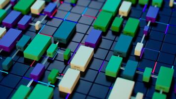 Digital Mosaic. Colorful Rectangular Blocks on a Dark Background photo