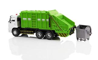 Garbage truck on white photo