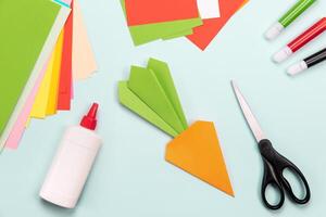 How to make Origami paper bookmark form of carrot for Easter greetings. Children's art project. DIY concept. Step by step photo instruction. Step 6.