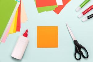 How to make Origami paper bookmark form of carrot for Easter greetings. Children's art project. DIY concept. Step by step photo instruction. Step 1.